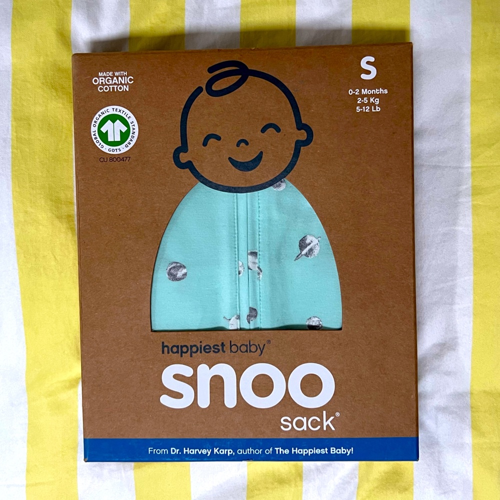 SNOO sack - small - 0-2 months / 5-12 lbs - Teal Planets design - NEW IN BOX